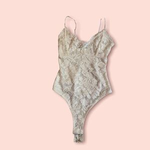 White lace body suit